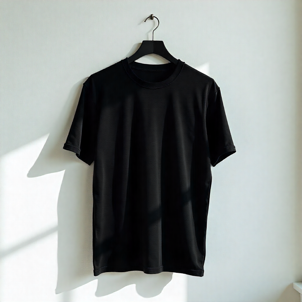 freepik plain black tshirt mockup on a hanger against a cl 425